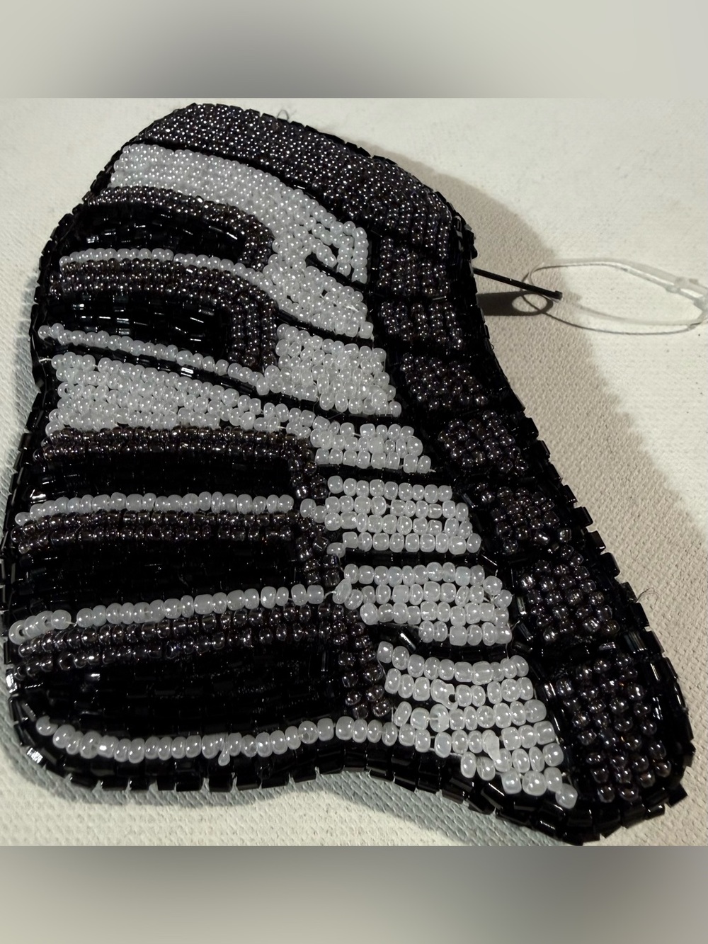 Beaded Zebra-Pattern Wristlet Clutch in Black & White